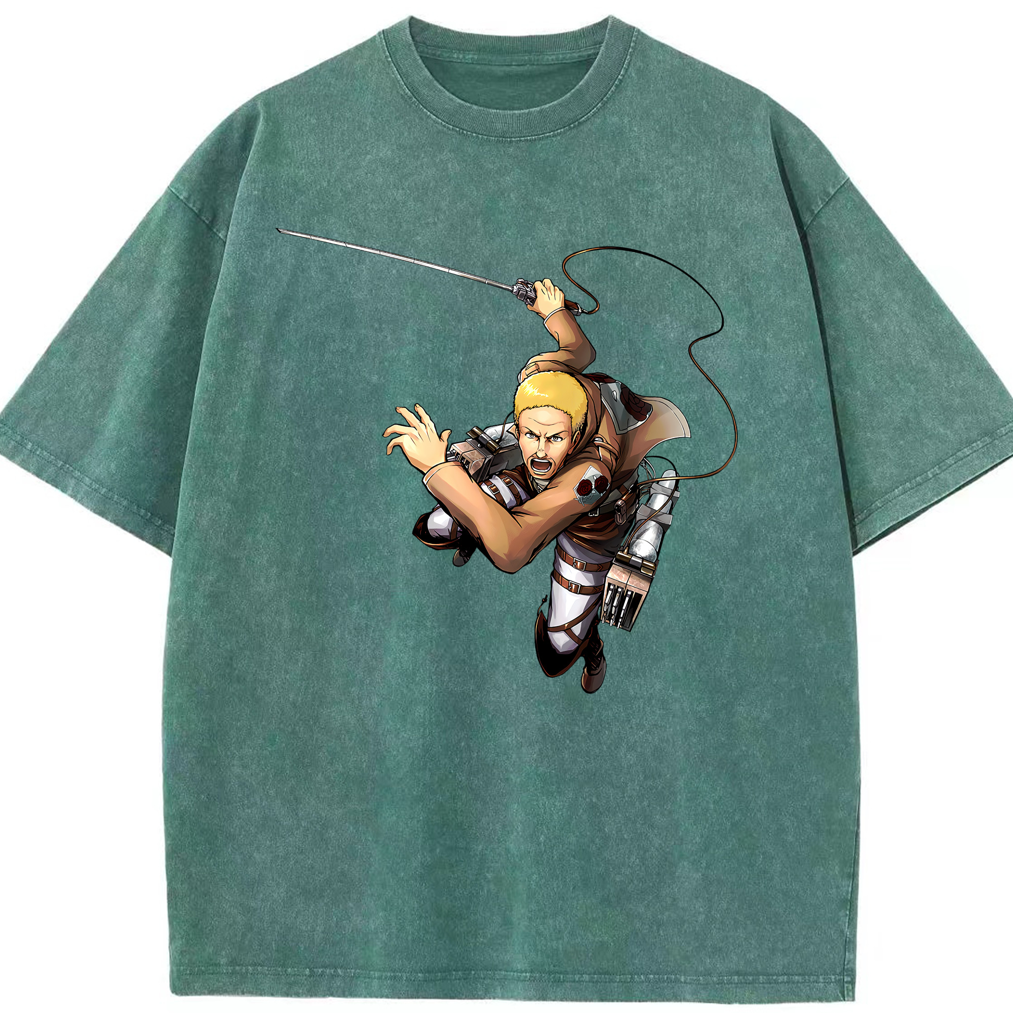 （画像用） 進撃の巨人 ハンネス Attack on Titan Hannes 綿100% ヴィンテージ風 半袖Tシャツ（フロントプリント）